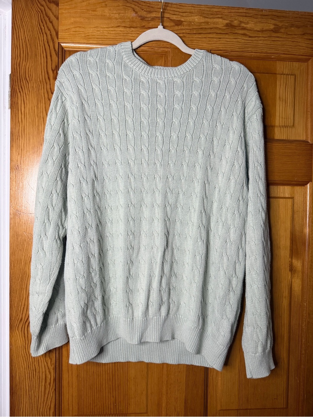 John Galt California Cable Knit Sweater – Light Sage Green – One Size